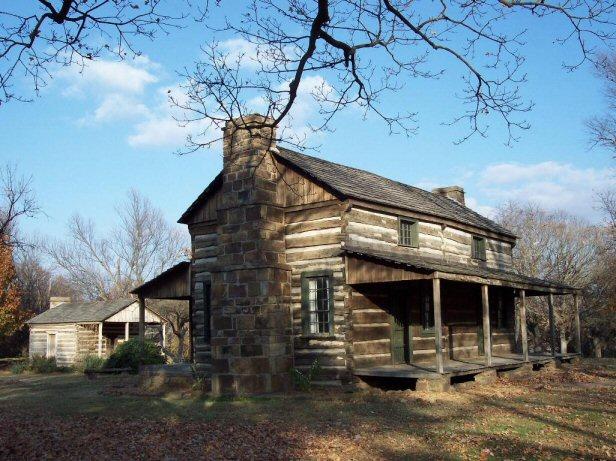 Ca. 1834 Latta House, brought from Evansville, Arkansas, and reassembled at the Prairie Grove Battlefield State Park. 