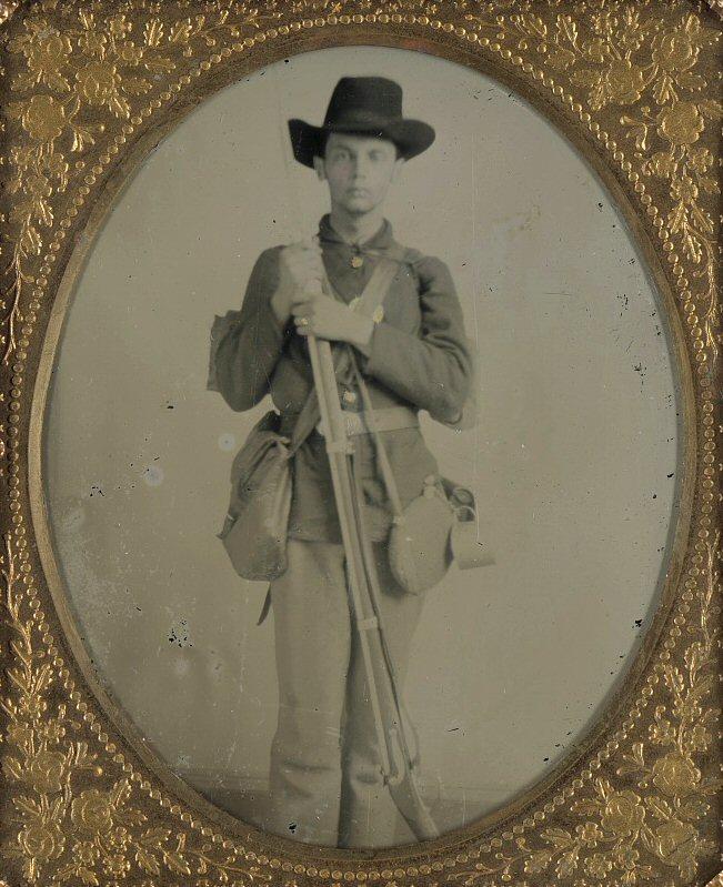 Unidentified Yankee with rifle, rig, and tin cup.