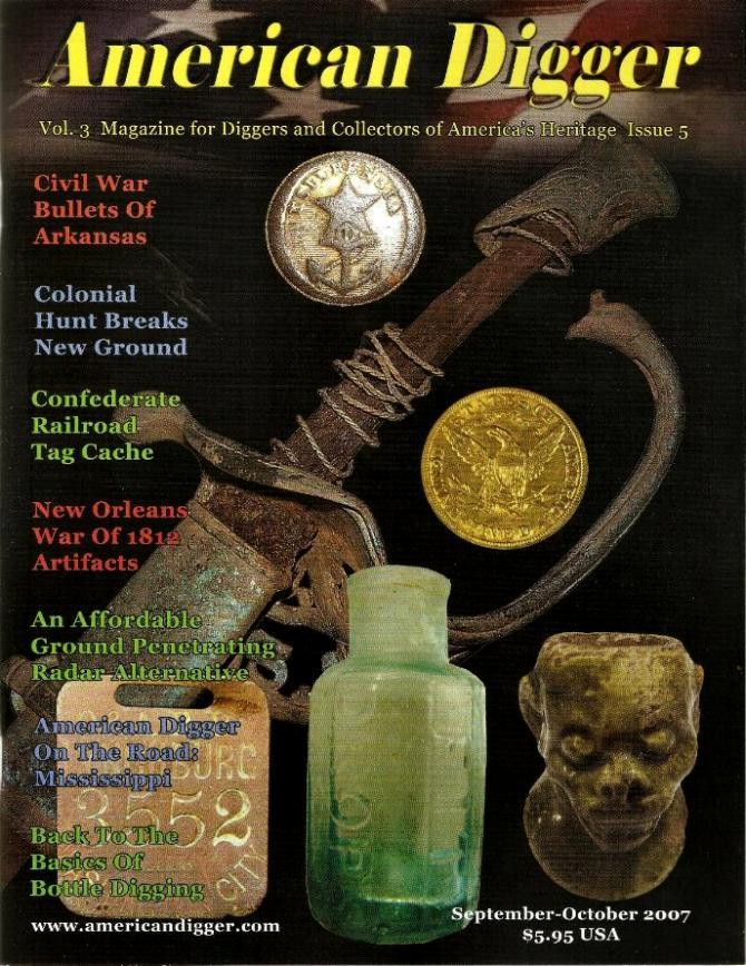 Cover of Volume 3, Issue 5, September/October, 2007, Issue of American Digger Magazine with the article, "Rounds of the Razorbacks."