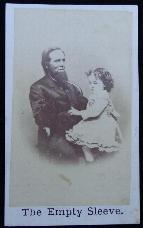Post-War Cdv of Private Henry H. Meacham, Co. E, 32nd Massachusetts, with daughter gazing at Empty Sleeve.