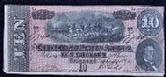 Fine/Very Fine Confederate T-68 Ten Dollar Note w/Nice Red Color 