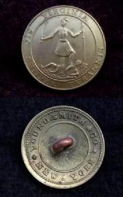 Beautiful Non Dug One Piece VA2 Virginia State Seal Coat Button