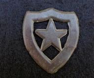 Lead Solder Filled Star/Shield Martingale - 2" x 2.5" - Militia, Mississippi, Texas Association