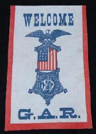 Fine 11 x 17 inch "Welcome G.A.R." Banner still retaining Vivid Colors and minimal staining