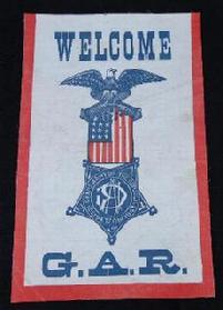 Fine 11 x 17 inch "Welcome G.A.R." Banner still retaining Vivid Colors and minimal staining 