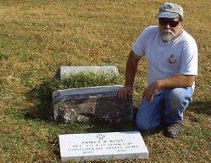 Jack Ferguson helping me set a V.A. Stone for a Civil War Soldier. 