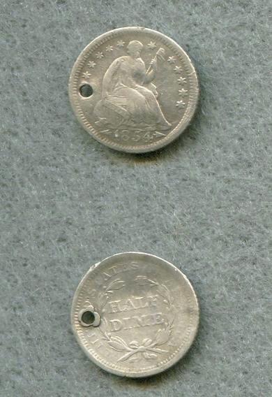 1854 Half-Dime recovered May 2, 2007.