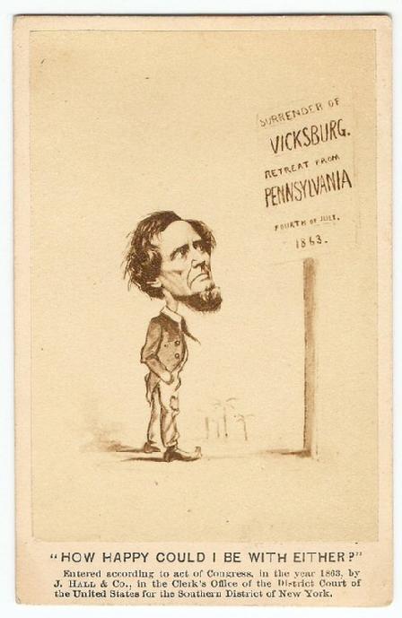 Satirical " 1863 " Cdv of Jefferson Davis - Pondering the Outcome of Vicksburg & Gettysburg 