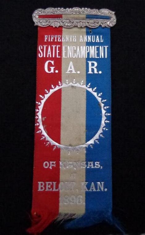 G.A.R. Ribbon from the 1896, State Encampment at Beloit, Kansas