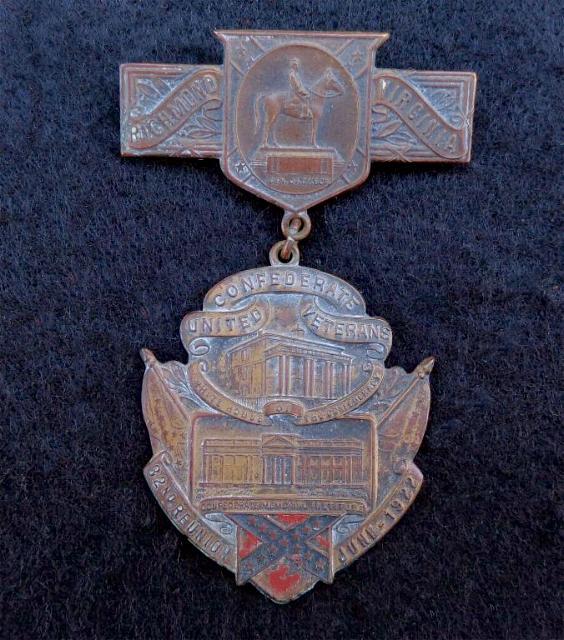 Beautiful Originally Framed 1922 United Confederate Veterans, UCV Badge 