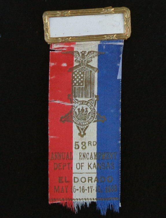 Nice Group of Four Consecutive Year Kansas G.A.R. Ribbons/Badges - 1932 - 1935 -  El Dorado, Kansas, 1933