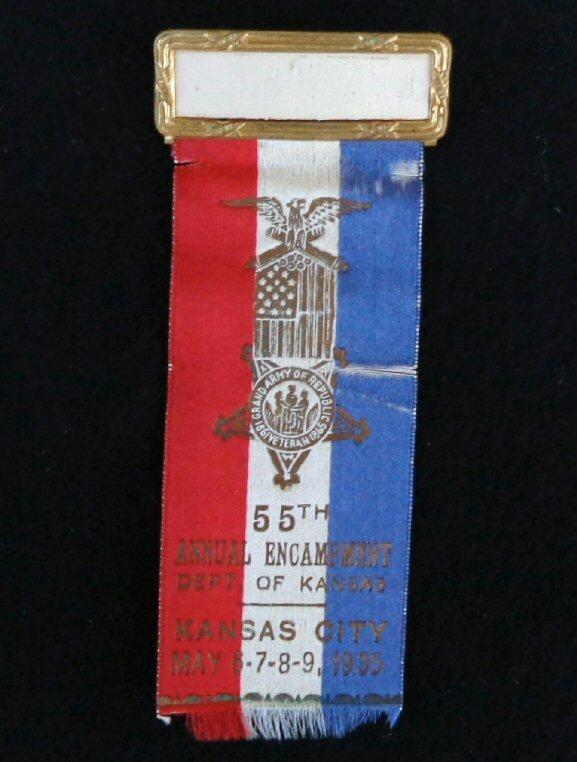 Nice Group of Four Consecutive Year Kansas G.A.R. Ribbons/Badges - 1932 - 1935 - Kansas City, Kansas, 1935 