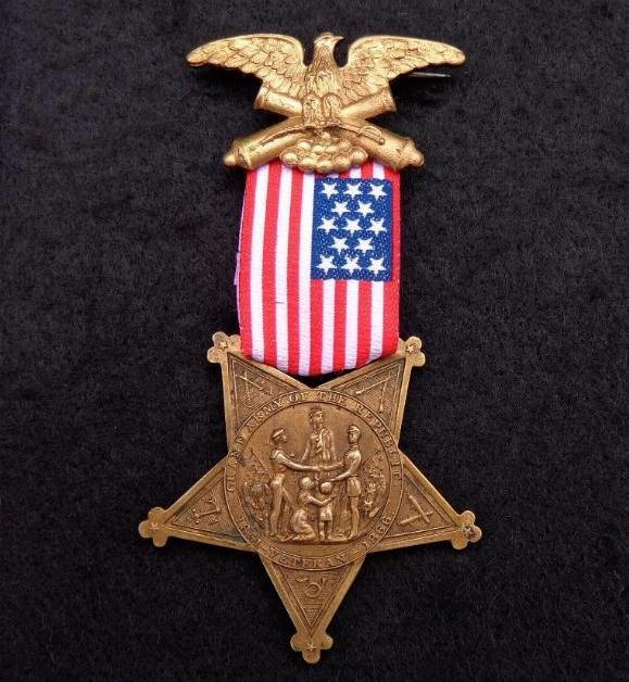 Excellent Original GAR, Grand Army of the Republic, Numbered Membership Badge with Replacement Ribbon 