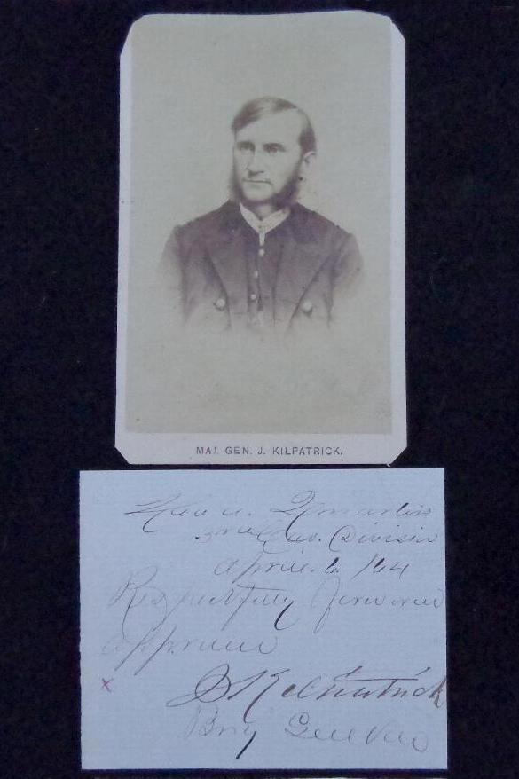 Fine Cdv & Autograph of U.S. Major General Judson Kilpatrick