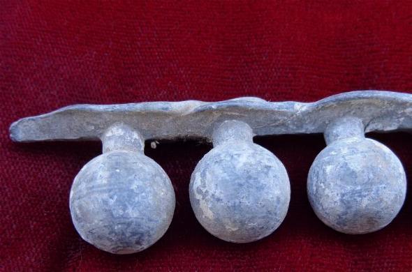 Set of Five Revolutionary War Musket Balls - Still on Gang Mold Strip 