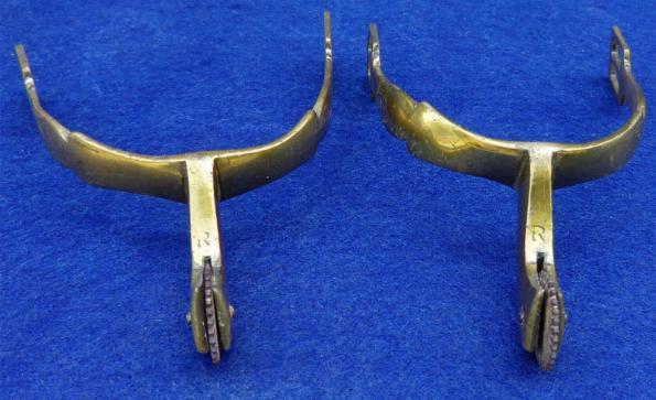 Nice Pair of Fancy Period Militia or Civilian Spurs Covered in Gold Gilt