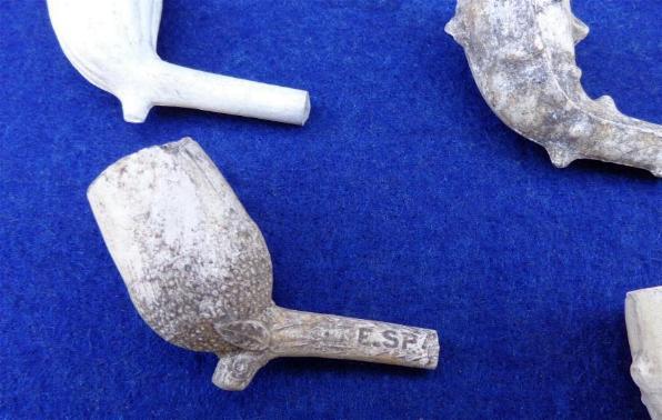 Nice Group of Seven Civil War Period Clay Smoking Pipes, Dug out of a Union Army Trash Pit at Vicksburg, Mississippi