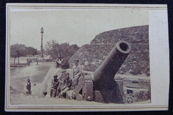 Excellent Original Civil War Period Cdv Image of the Confederate “Battery Cheves”, on the southeastern shore of James Island, at Charleston, South Carolina