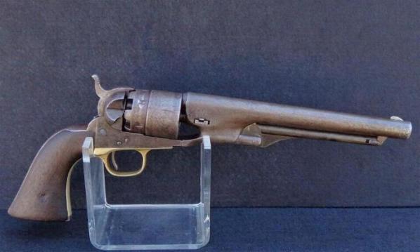 Nice 1862 Production, Model 1860 Colt Army Revolver. All Matching Serials, Good Mechanical Function, and U.S. Inspected with Cartouche. 