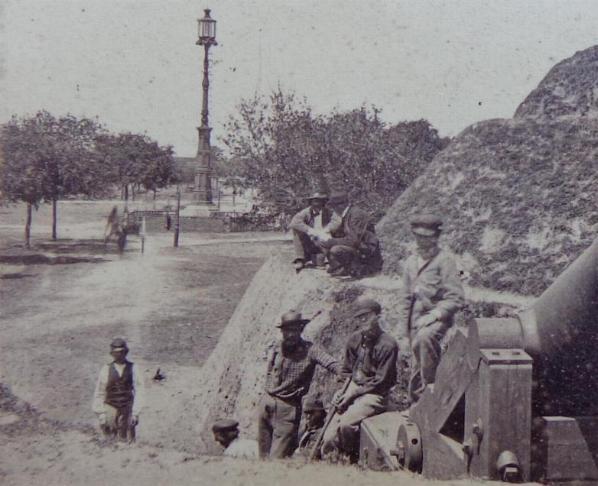 Excellent Original Civil War Period Cdv Image of the Confederate “Battery Cheves”, on the southeastern shore of James Island, at Charleston, South Carolina