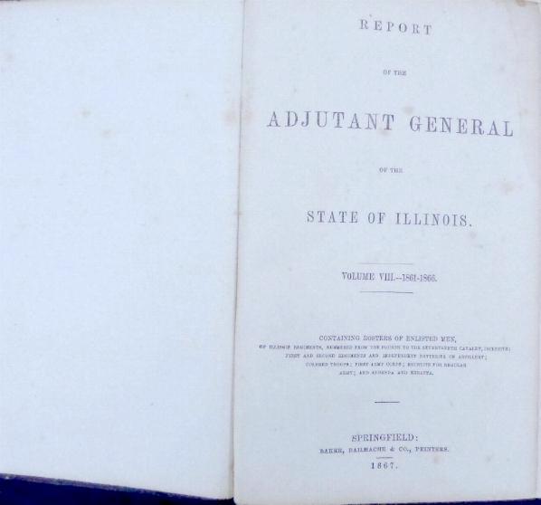 Original 1867, Report of The Adjutant General of the State of Illinois, Spine is Reinforced, but otherwise fair to good condition  736 Pages  -  $40 plus shipping 