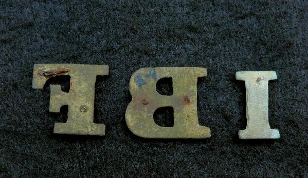 Three NICE Dug Pre-War Solid Cast Militia Company Hat Letters - Often Recovered in Confederate Camps 