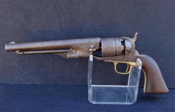 Nice 1862 Production, Model 1860 Colt Army Revolver. All Matching Serials, Good Mechanical Function, and U.S. Inspected with Cartouche. 