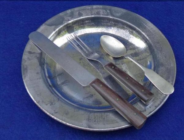 The Very LAST Civil War Period Nine Inch Tin Plate with Utensils that I have.