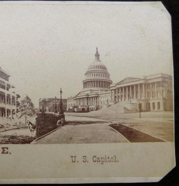 Nice Period Cdv Split View of Both the Capitol and the Tremont House Hotel in Washington D.C.  
