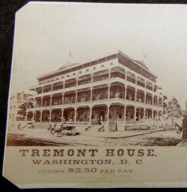Nice Period Cdv Split View of Both the Capitol and the Tremont House Hotel in Washington D.C.  