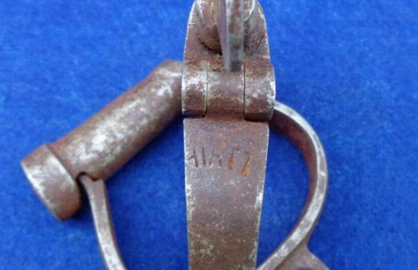 Fine Pair of Early Hiatt Marked Handcuffs with Key