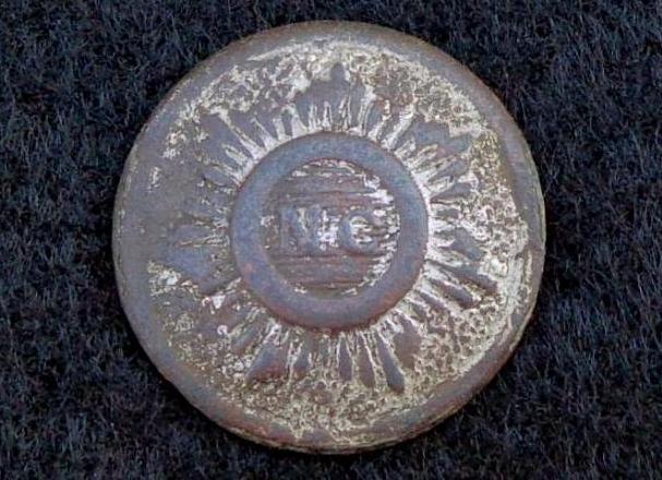 Nice Displaying NC16 North Carolina Sunburst Button w/Quite a bit of Silver Plating Remaining on the Front - Recovered in North Carolina