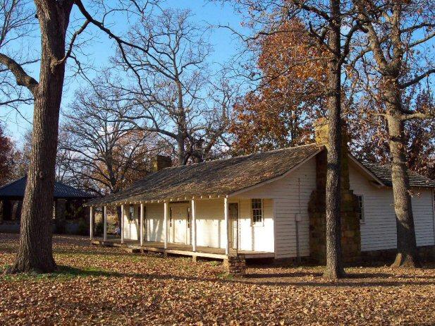 Looking west towards the Morrow House, Prairie Grove Battlefield State Park.