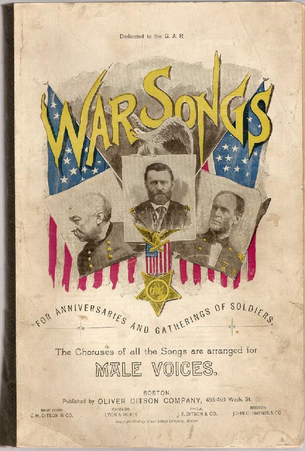 "War Songs" Songbook, "Dedicated to the G.A.R." - Published in 1883 - Very Good Condition  