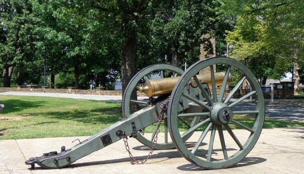 Artillery Piece on Display in Front of the Prairie Grove Battlefield State Park Museum. 