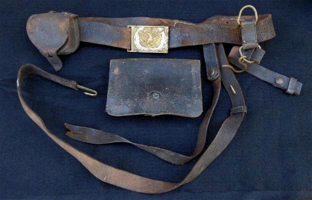 Civil War Period Cavalry Officers Belt Rig with Fine 1851 Belt Plate, Sword Straps & Hangers, Cap Box, & Pistol Cartridge Box 