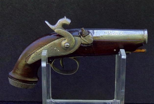 Fine Engraved Approximately .60 Caliber Belgian Pocket Pistol 