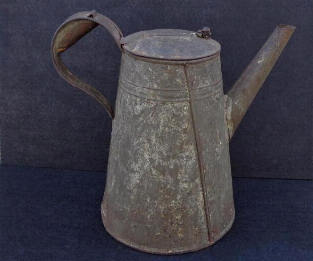 Old Relic Condition Civil War Period Soldered Tin Coffee Pot w/Tube Spout 