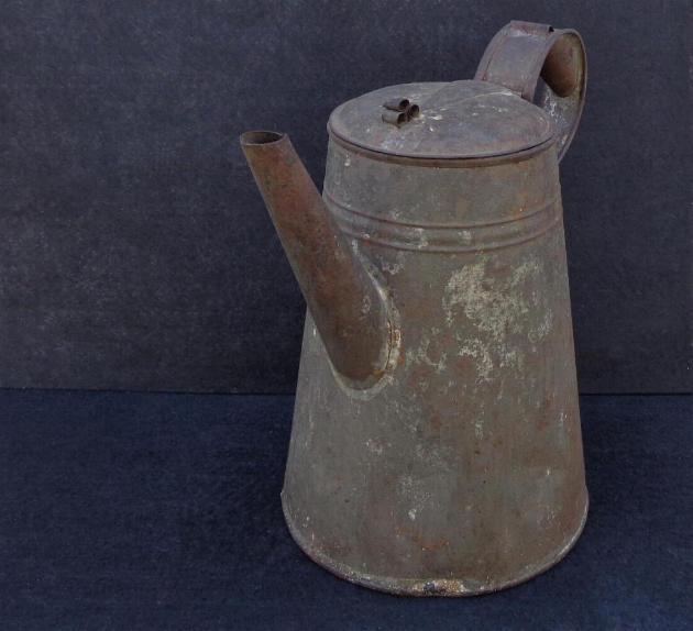 Old Relic Condition Civil War Period Soldered Tin Coffee Pot w/Tube Spout 