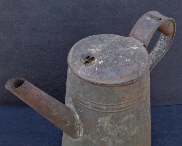 Old Relic Condition Civil War Period Soldered Tin Coffee Pot w/Tube Spout 