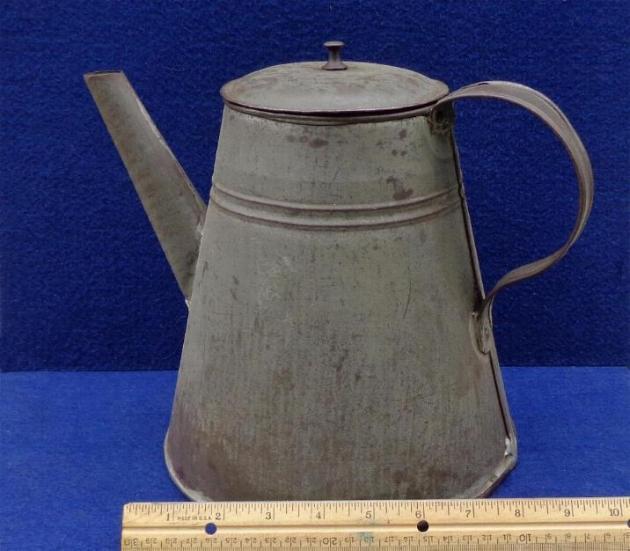 Excellent Large Size Civil War Period Soldered Tin Coffee Pot 