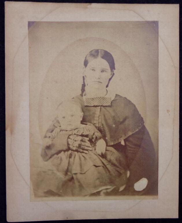 Fine Pair of Large Oval Framed Civil War Period Albumens - Armed Soldier & Wife/Baby - Period Frames 