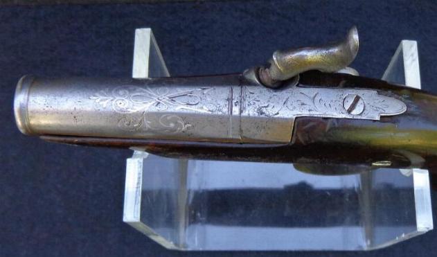 Fine Engraved Approximately .60 Caliber Belgian Pocket Pistol 