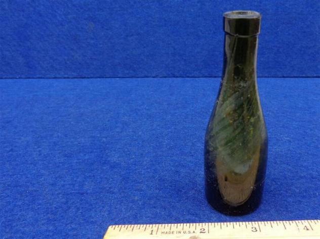 Beautiful Little ca. 1880's Baby or Salesman Sample Olive Green Champagne Bottle 