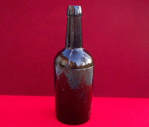 Beautiful Civil War Period "Black Glass" Whiskey Bottle