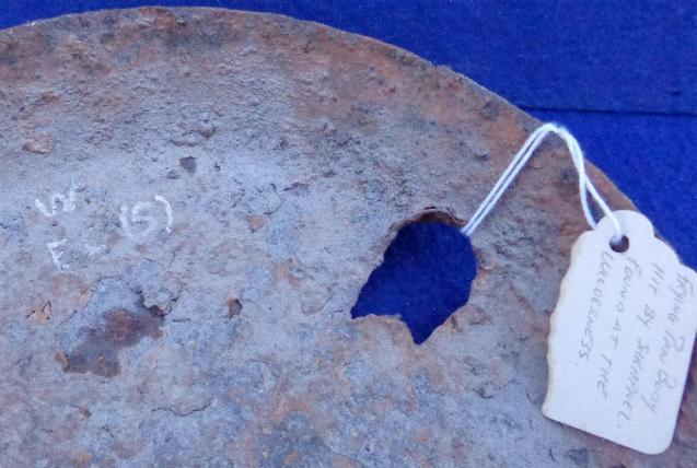 Neat Shrapnel or Bullet Damaged Frying Pan Recovered on the Wilderness, Virginia, Battlefield 