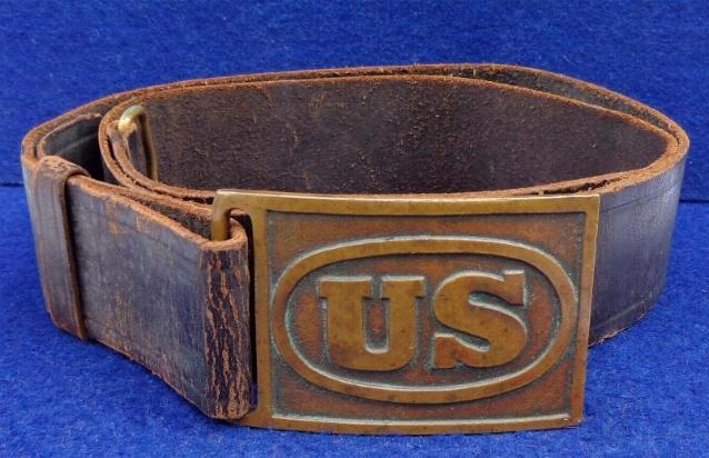 Beautiful Non-dug US M1872 "Hagner" Waist Belt Plate on Period Belt 