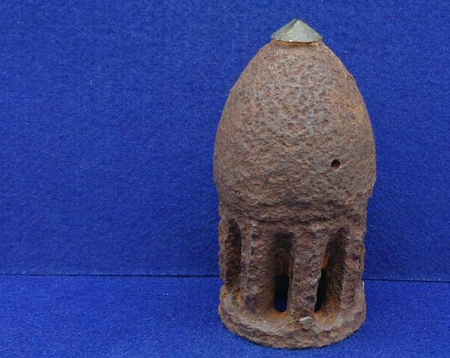 Nice Excavated 3.8 Inch James Artillery Shell w/Intact Brass Anvil Cap 