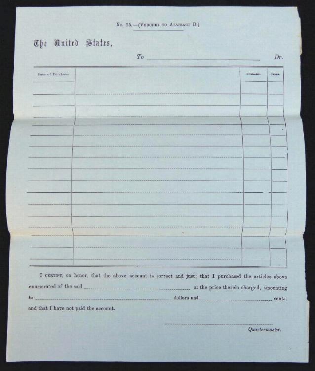 Fine Blank Civil War Period Federal Army Purchase Form No. 25 