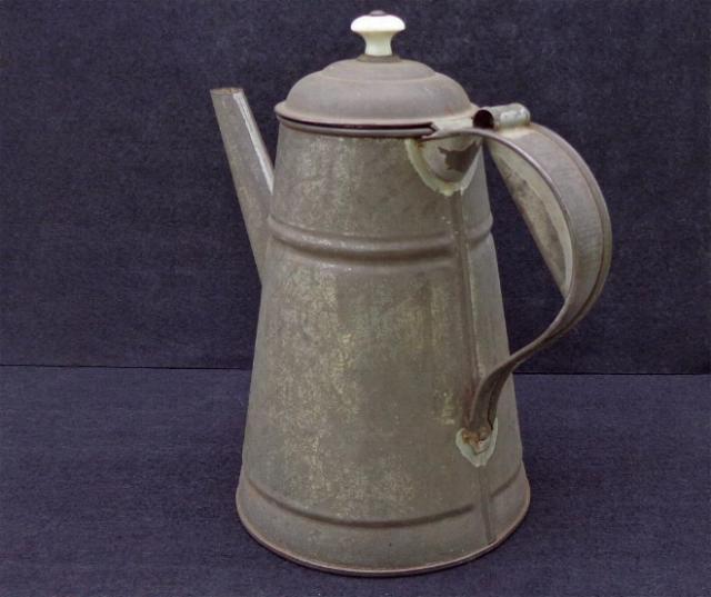 Fine All Soldered Civil War Period Tin Coffee Pot 